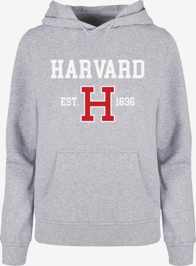 Merchcode Sweatshirt 'Harvard University - Est 1636' in grau / rubinrot / weiß, Produktansicht