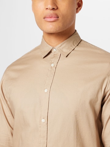 smėlio JACK & JONES Priglundantis modelis Marškiniai 'GINGHAM'