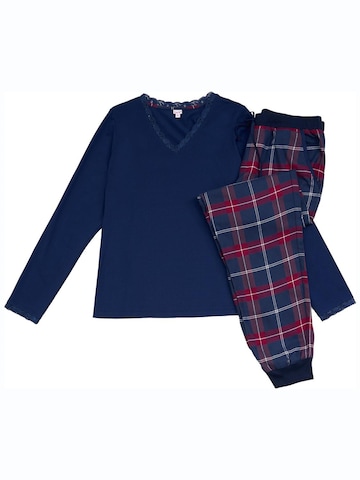 La V Pajama 'Pyjama met kant contrast' in Blue