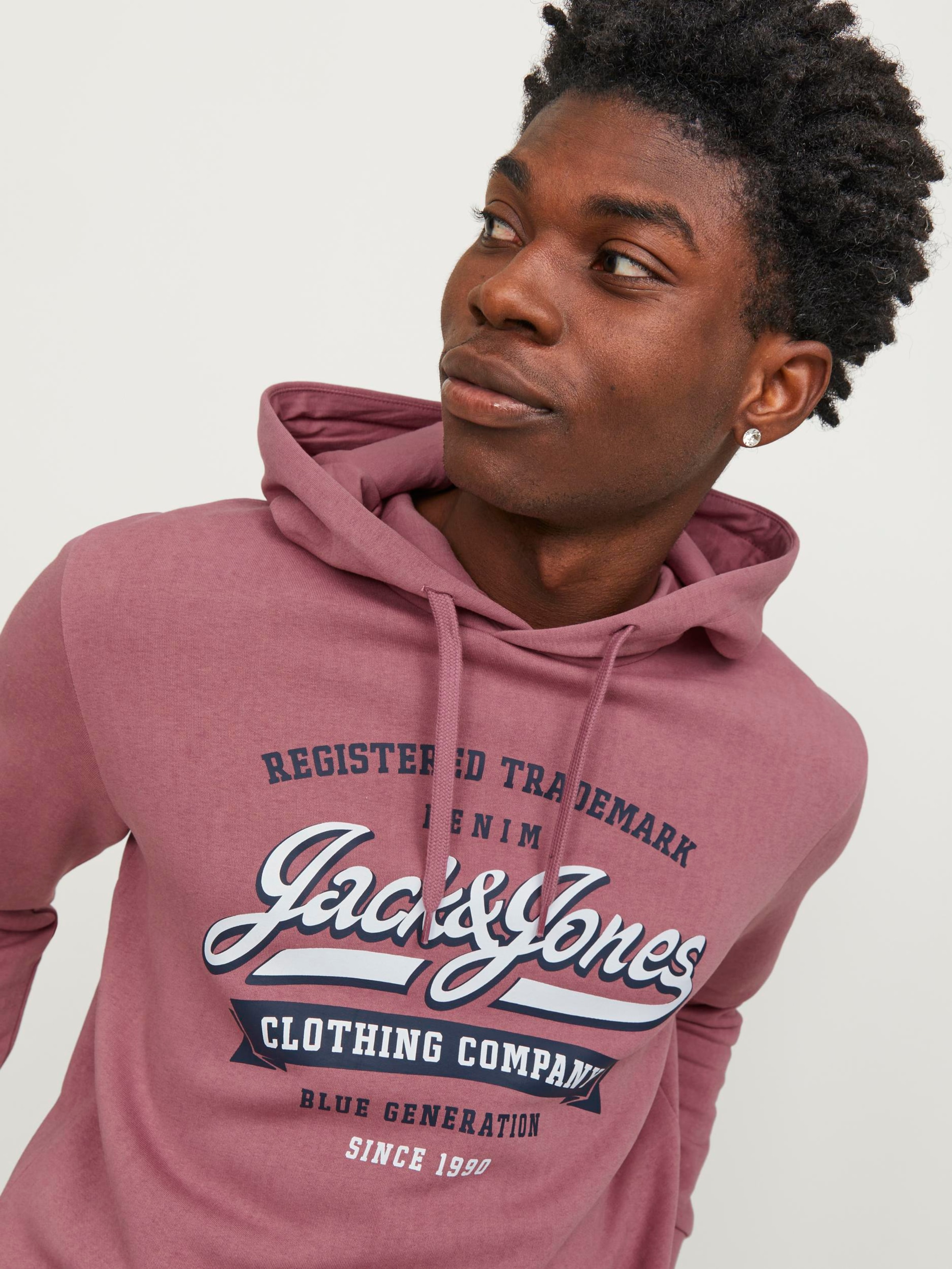 Jack and jones pink hoodie hotsell