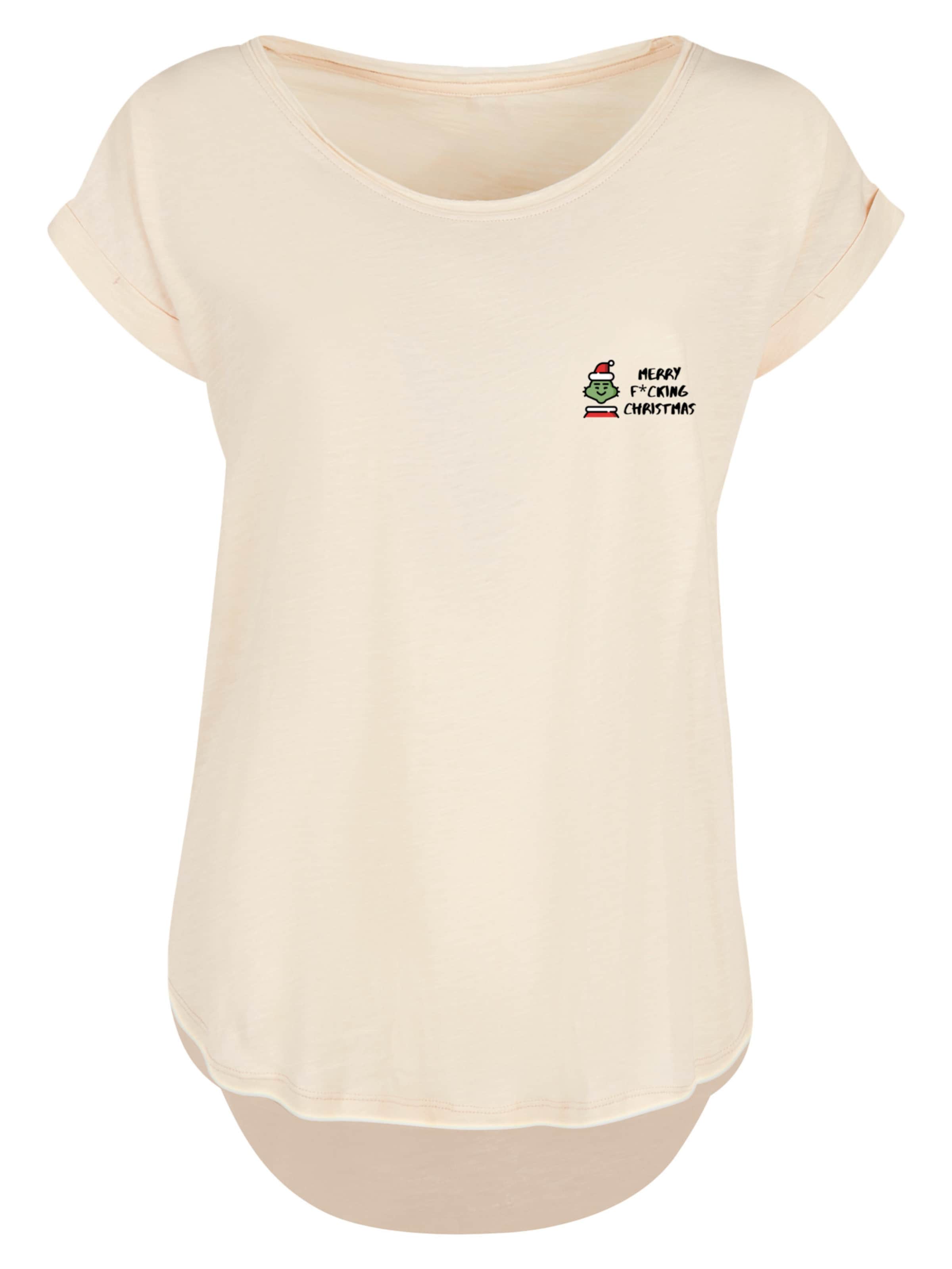 T-shirt 'Merry Christmas' F4NT4STIC en beige : devant