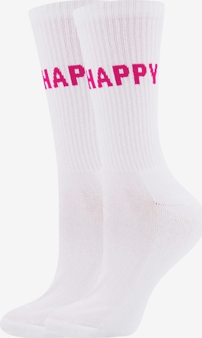 EWERS Skarpety 'Be Happy' w kolorze biały: przód