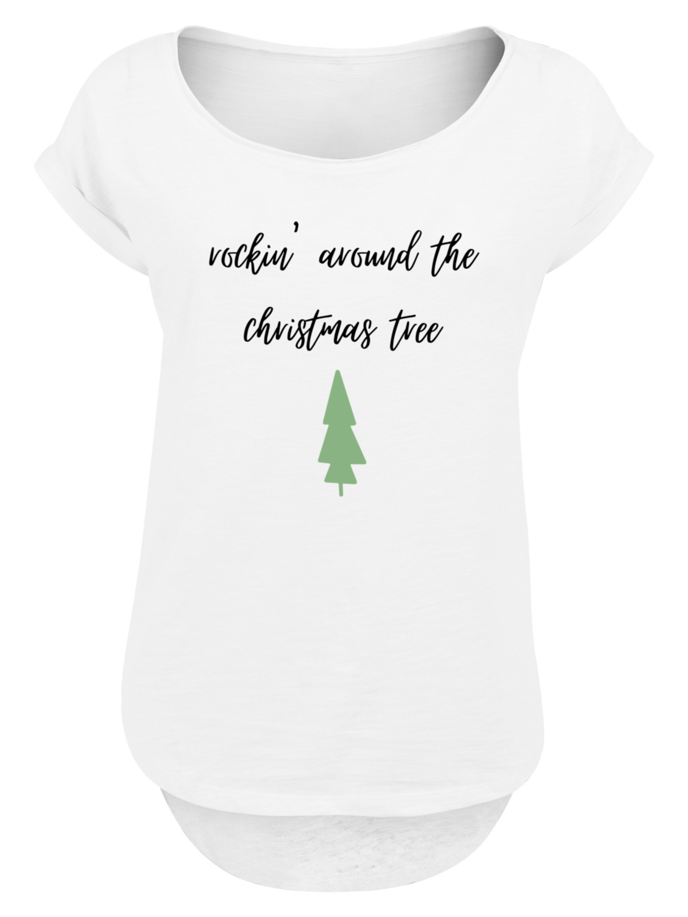 T-shirt 'Rockin around the christmas tree' F4NT4STIC en blanc : devant