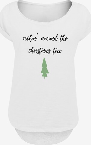 T-shirt 'Rockin around the christmas tree' F4NT4STIC en blanc : devant