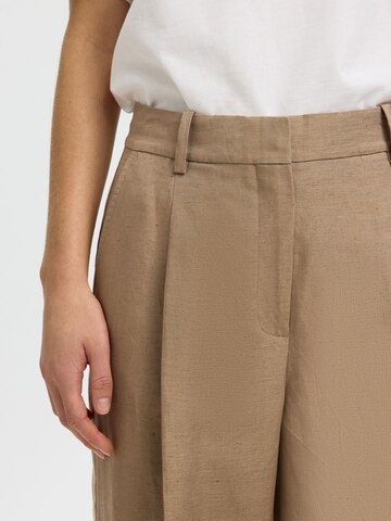 Wide Leg Pantalon à pince SELECTED en beige