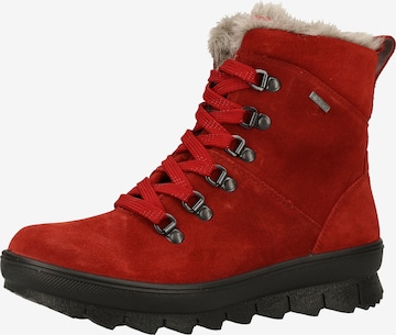 Legero Lace-Up Ankle Boots in Red: front