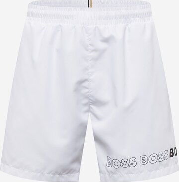 BOSS Board Shorts 'Dolphin' in White: front