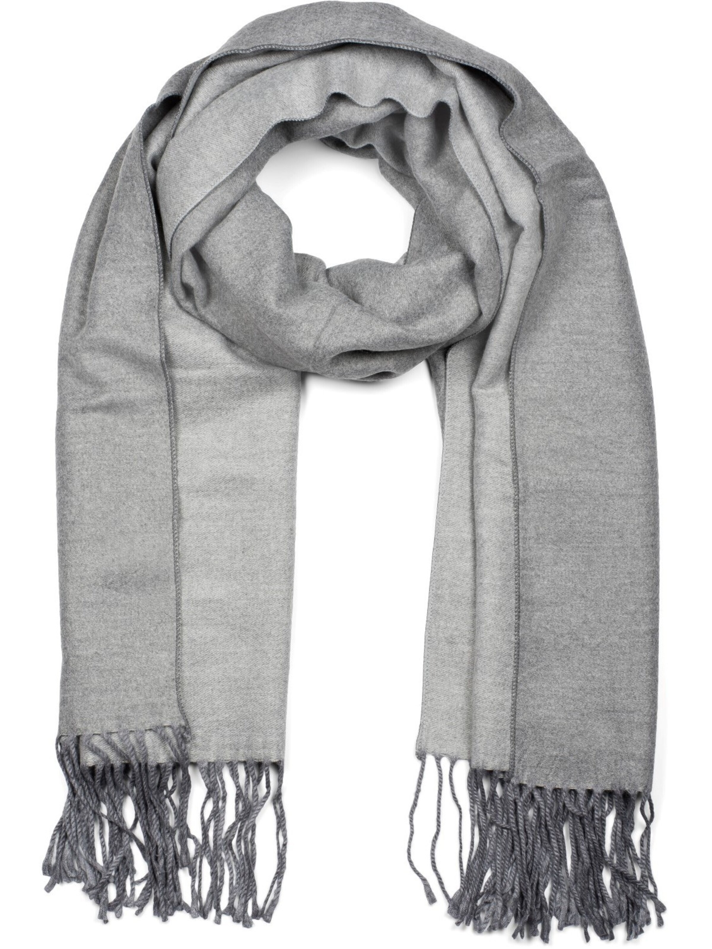 styleBREAKER Schal '2-Farbiger Schal mit Fransen'‌‌‌‌‌‌‌‌ in Grau: Vorderseite