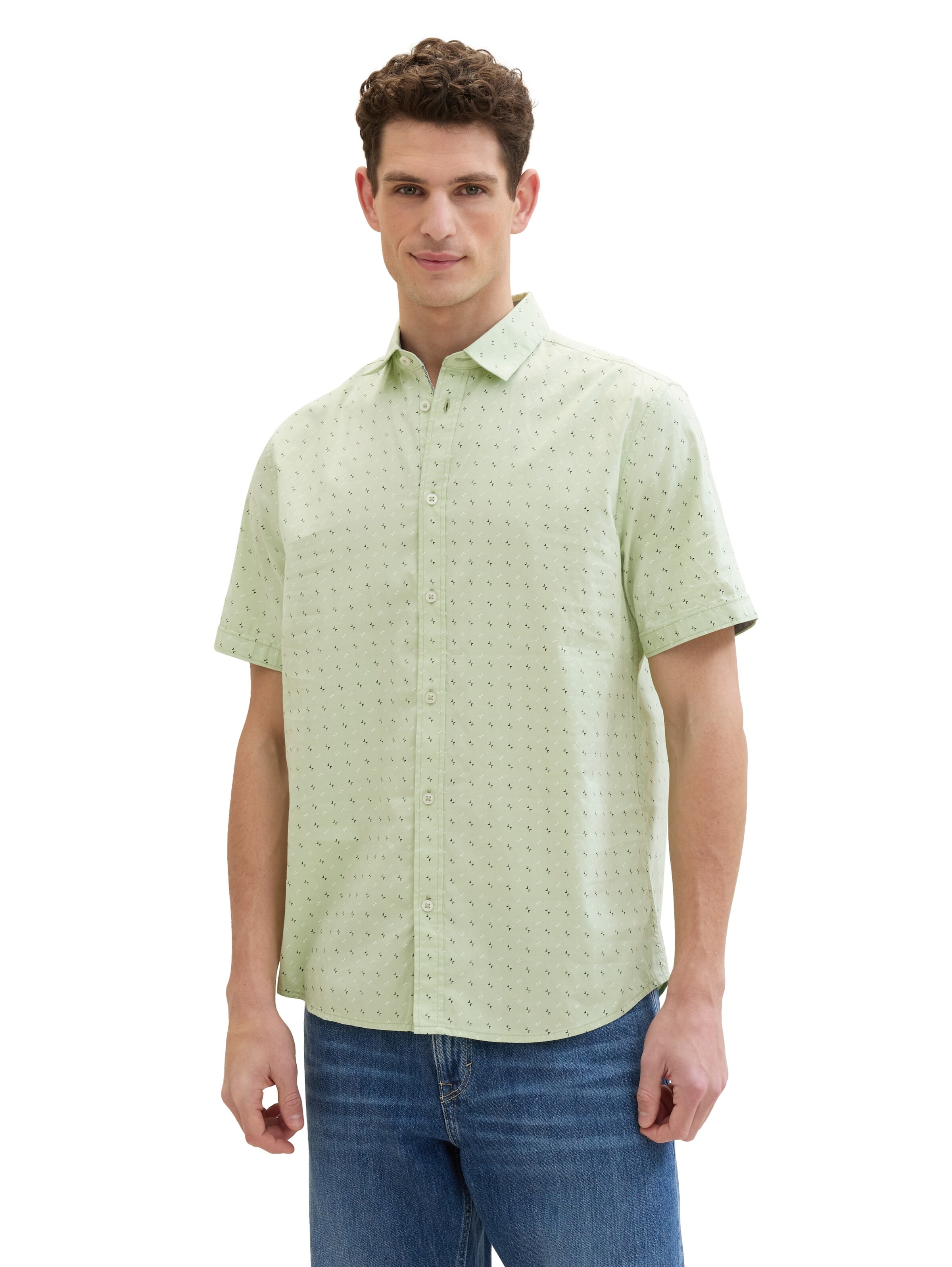 TOM TAILOR Regular fit Button Up Shirt in Green: front