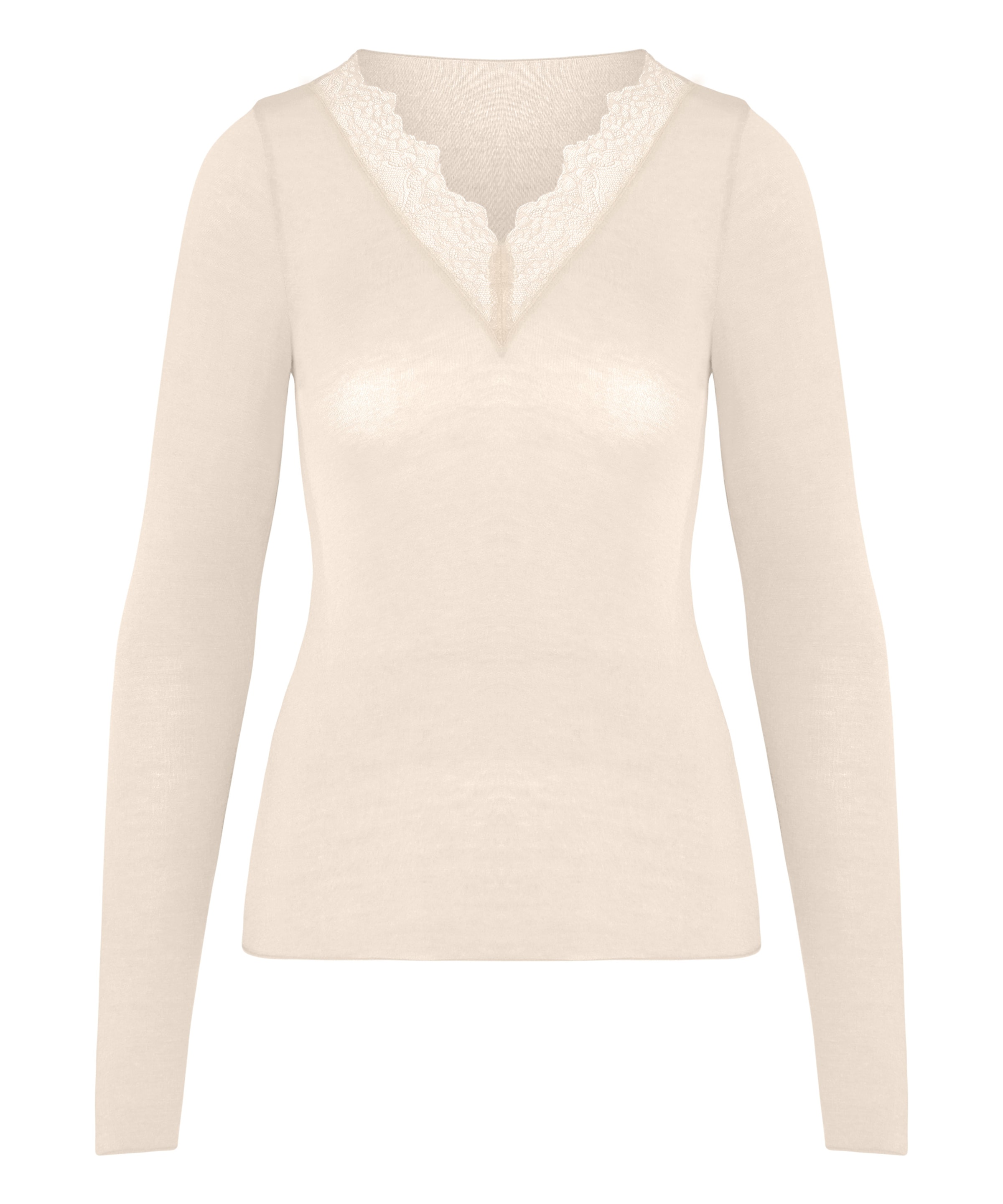 Hunkemöller Slaapshirt 'V-neck with Cashmere' in Wit: voorkant