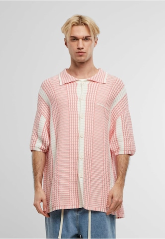Another Cotton Lab Regular Fit Oversized Mesh Knit Summer Shirt in Pink: Vorderseite
