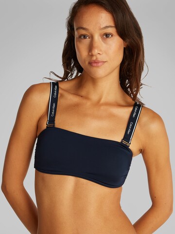 Calvin Klein Swimwear Bandeau Bikini top in Blue: front