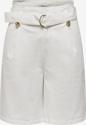 balta ONLY Standartinis Klostuotos kelnės 'ONLCath': priekis