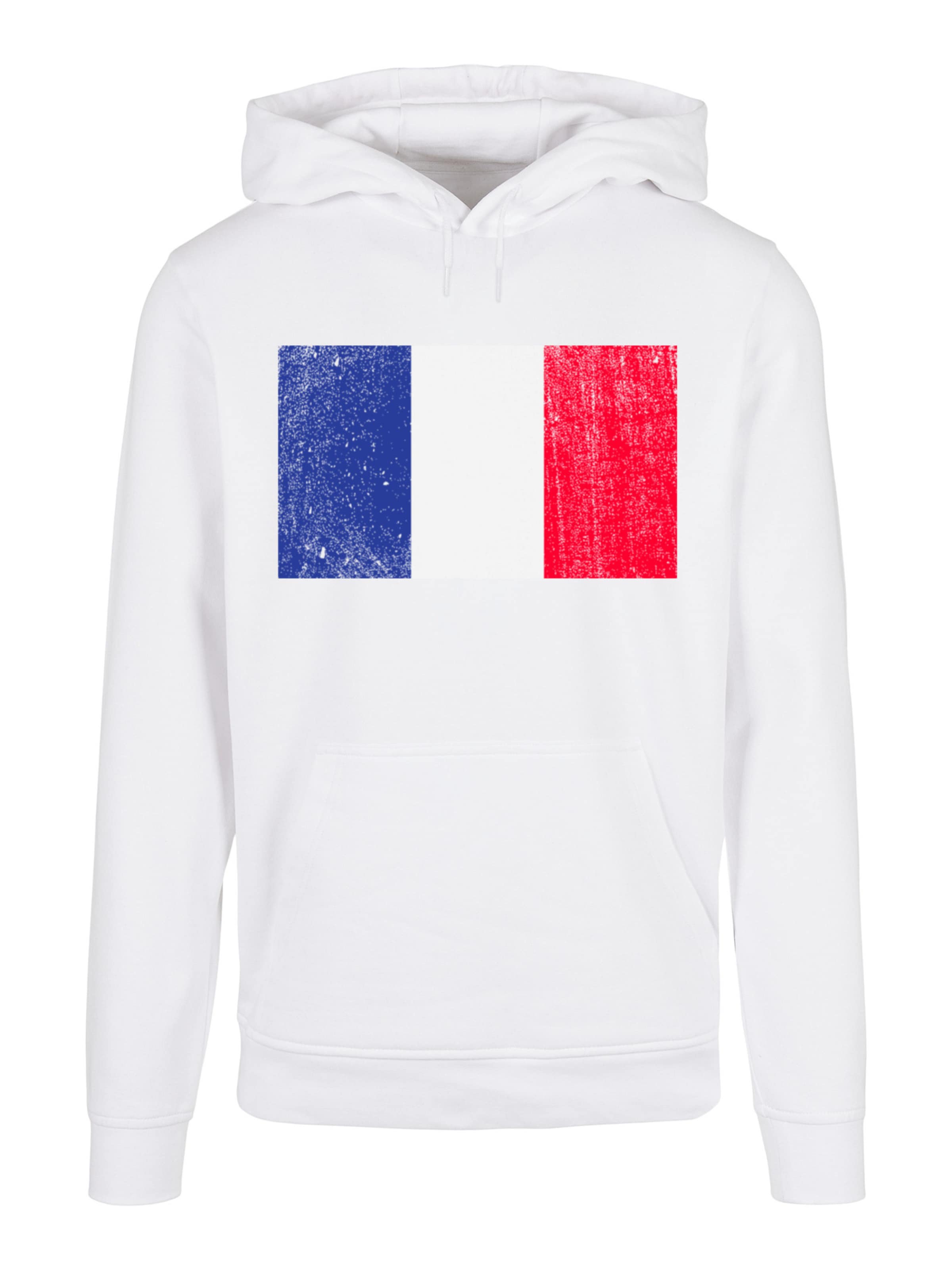 F4NT4STIC Sweatshirt 'France Frankreich Flagge distressed' in White: front