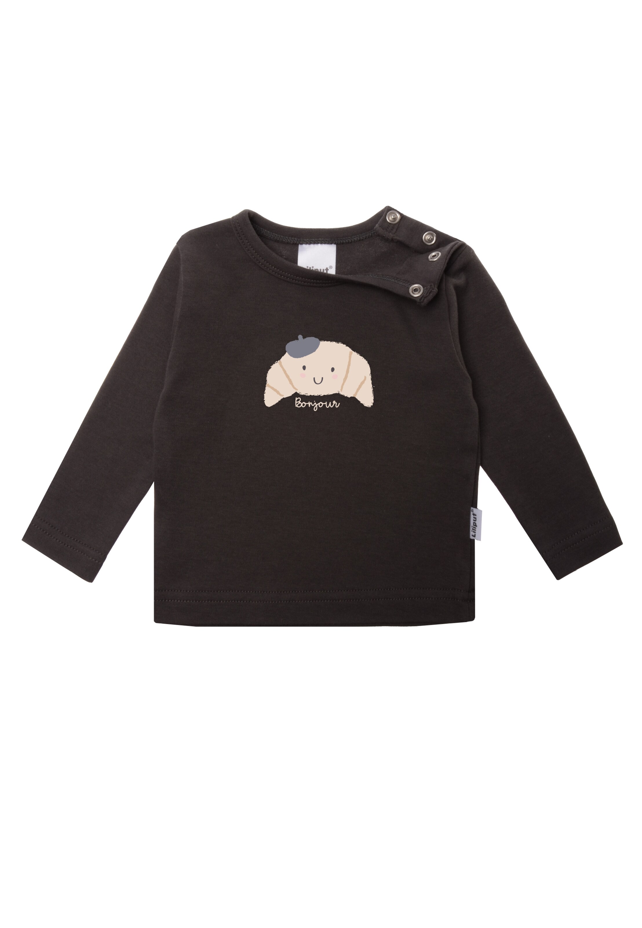 LILIPUT Langarmshirt 'Croissant Bonjour' in Schwarz
