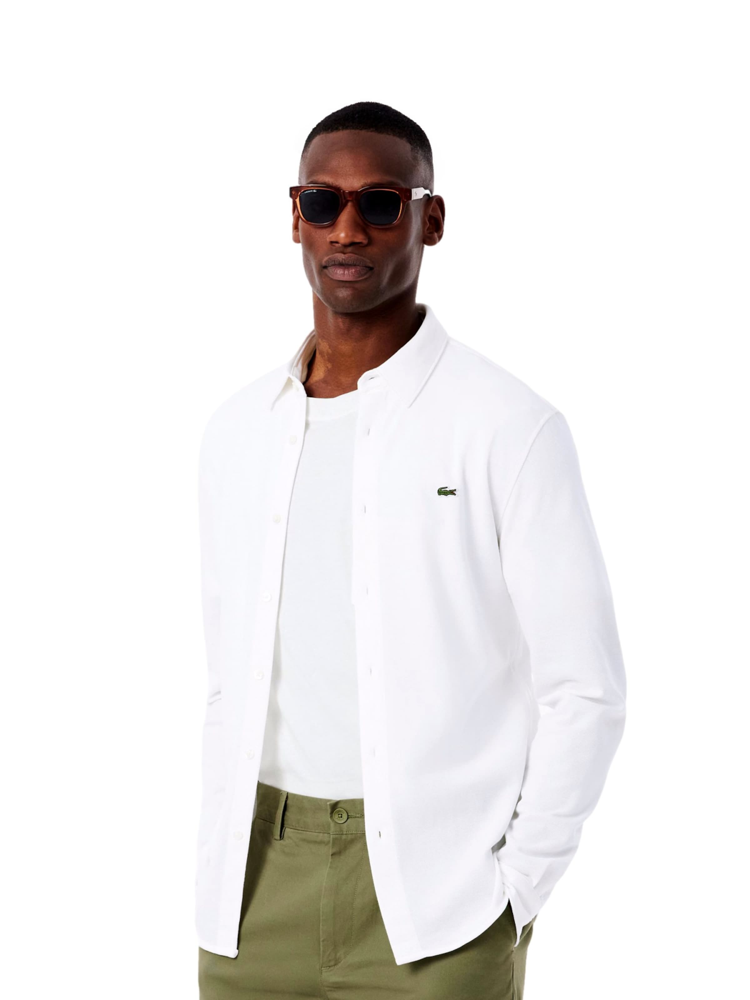 LACOSTE Slim fit Overhemd in Wit: voorkant