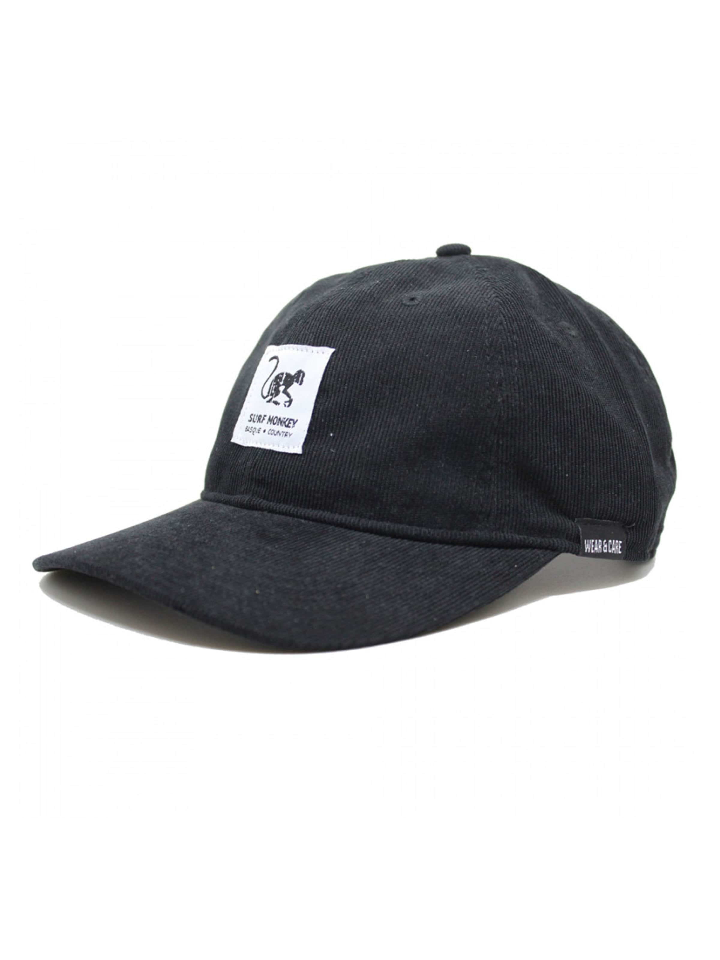 Surf Monkey Athletic Cap in Black: front