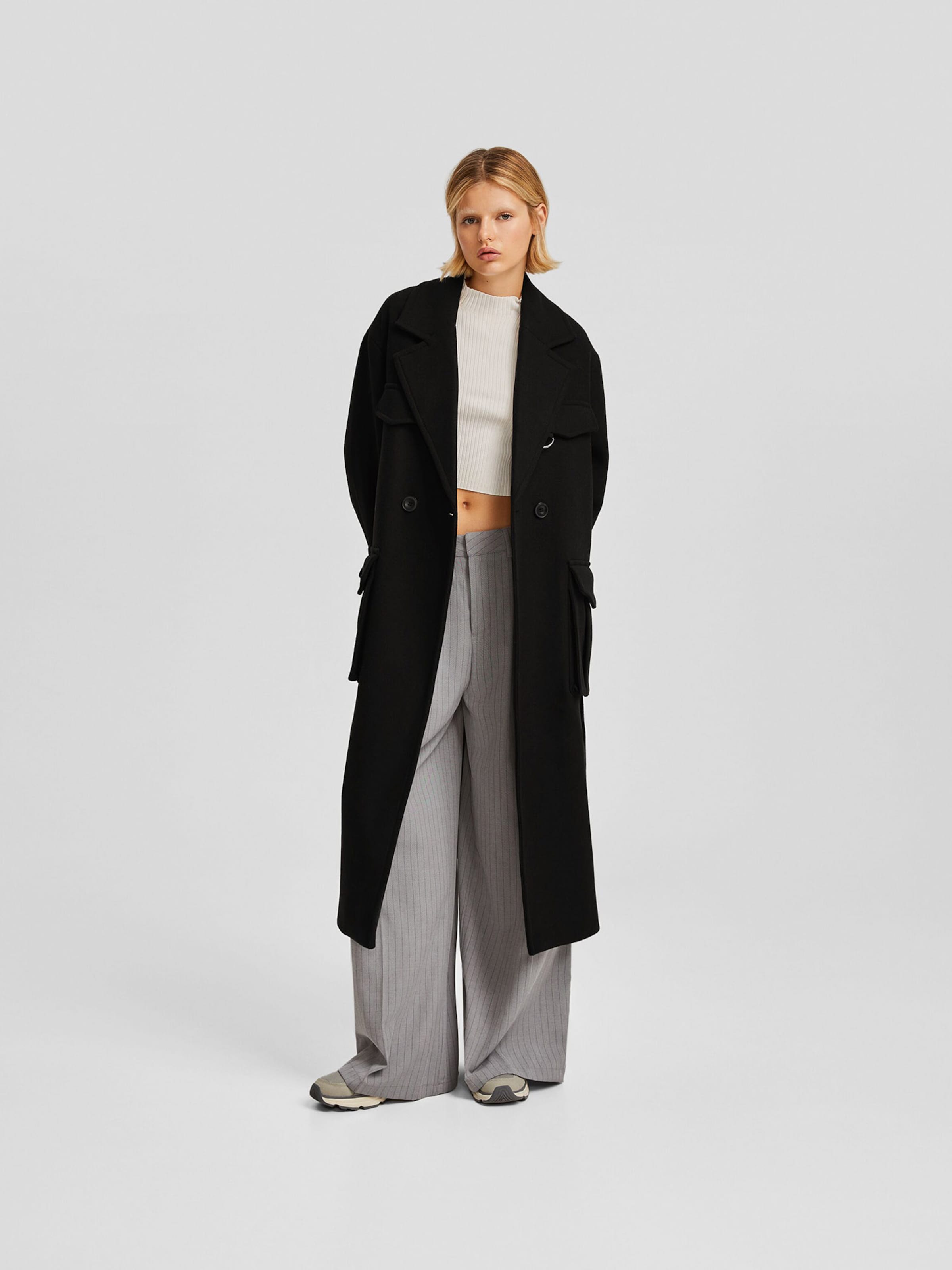 Manteau mi saison Bershka en Noir ABOUT YOU