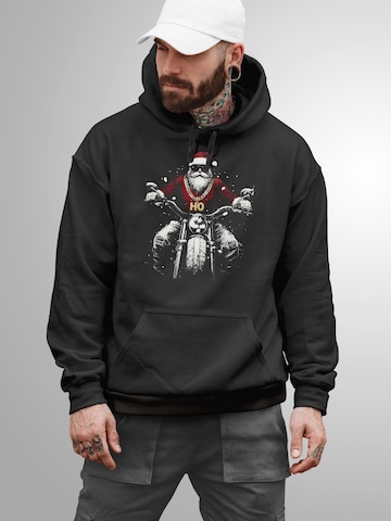 Neverless Sweater 'Santa Biker' in Black: front