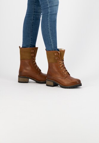 Mysa Lace-Up Ankle Boots 'Daisy ' in Brown: front