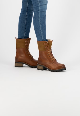 Mysa Lace-up bootie 'Daisy ' in Brown: front