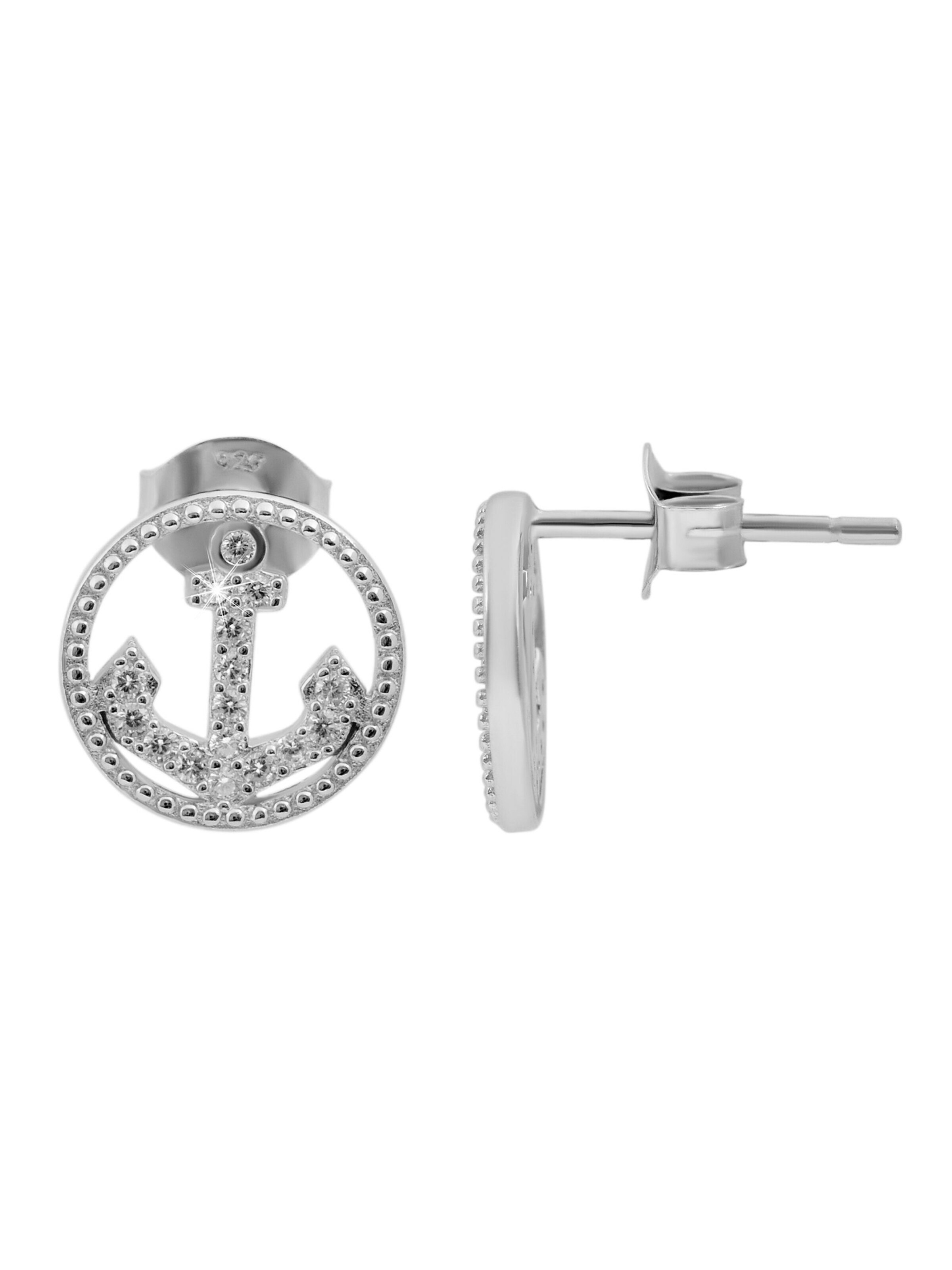 Akzent Earrings '"Nazan" aus 925 Sterlingsilber, rhodiniert, langlebig' in Silver: front