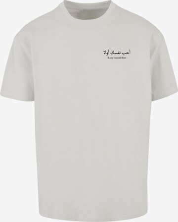 Merchcode Shirt 'Love Yourself First' in Grijs: voorkant