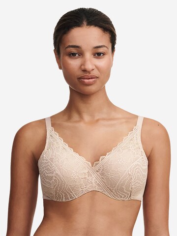 Chantelle T-shirt BH 'Easy Feel Floral Touch' in Beige: voorkant