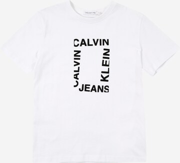 Calvin Klein Jeans T-shirt 'MAXI HERO' i vit: framsida