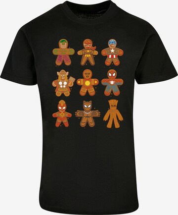 ABSOLUTE CULT Shirt 'Marvel Universe - Christmas Gingerbread Avengers' in Black: front