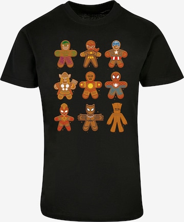 ABSOLUTE CULT Shirt 'Marvel Universe - Christmas Gingerbread Avengers' in Zwart: voorkant