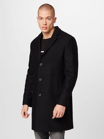 Tommy Hilfiger Tailored Between-Seasons Coat in Black: front