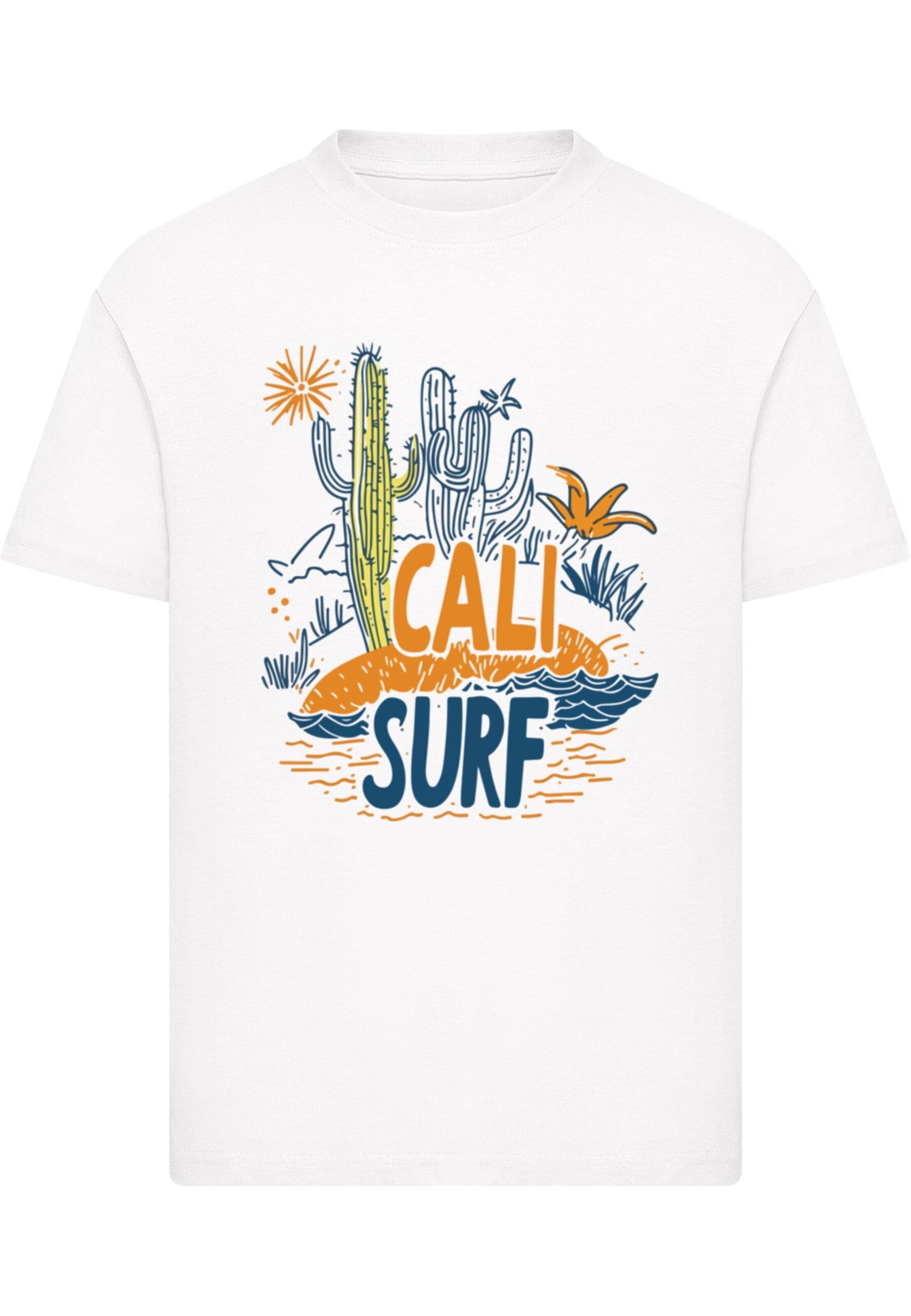 Merchcode T-Shirt 'Cali Surf' in Weiß: Vorderseite