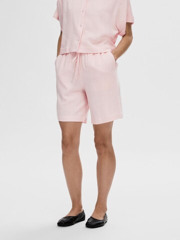 SELECTED FEMME Loosefit Bukser i pink: forside