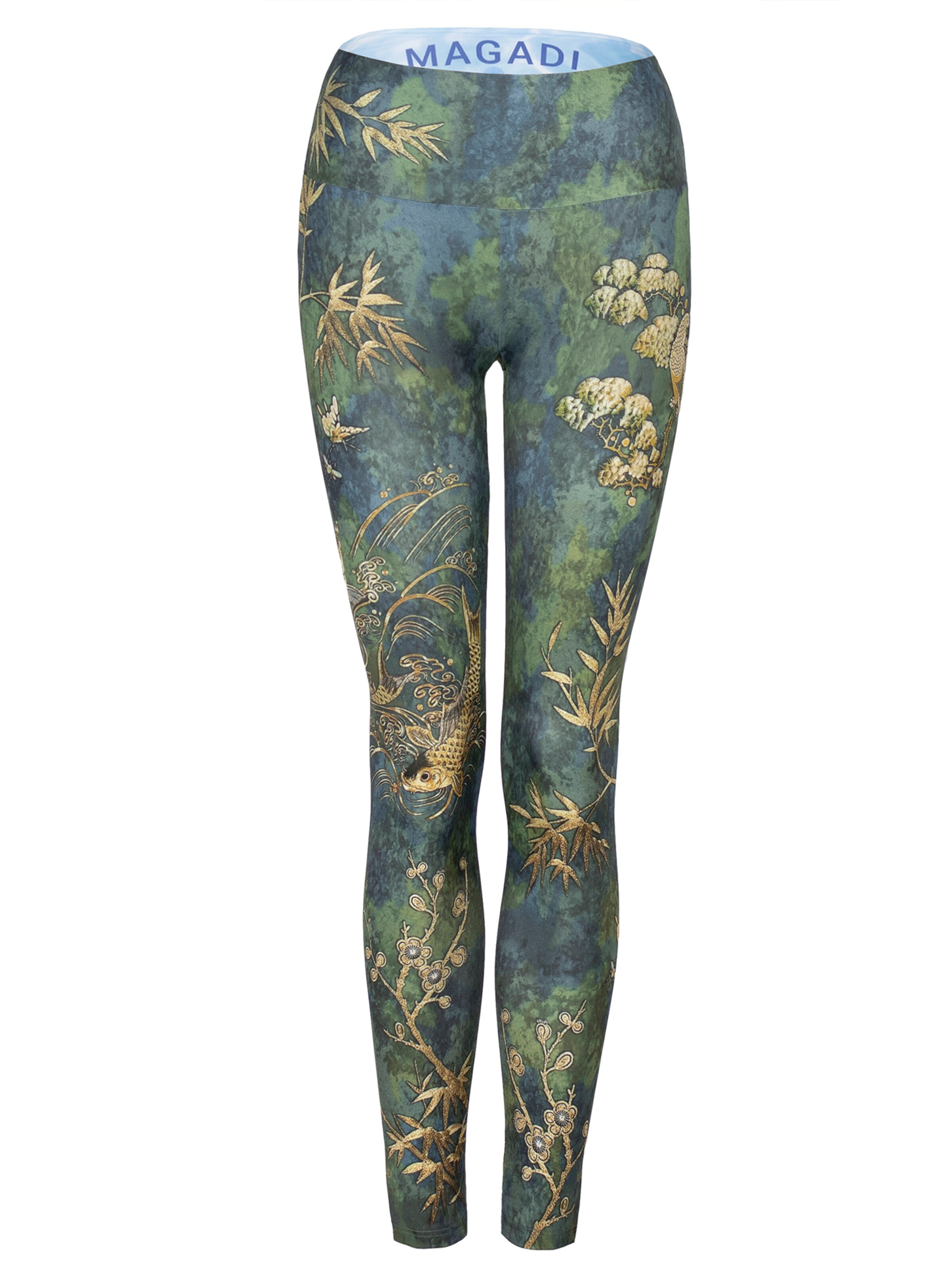 Magadi Skinny Sporthose 'Camo' in Grün: Vorderseite