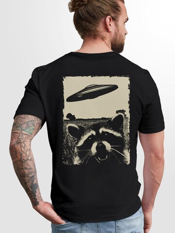 Neverless Shirt 'Ufo Waschbär' in Black