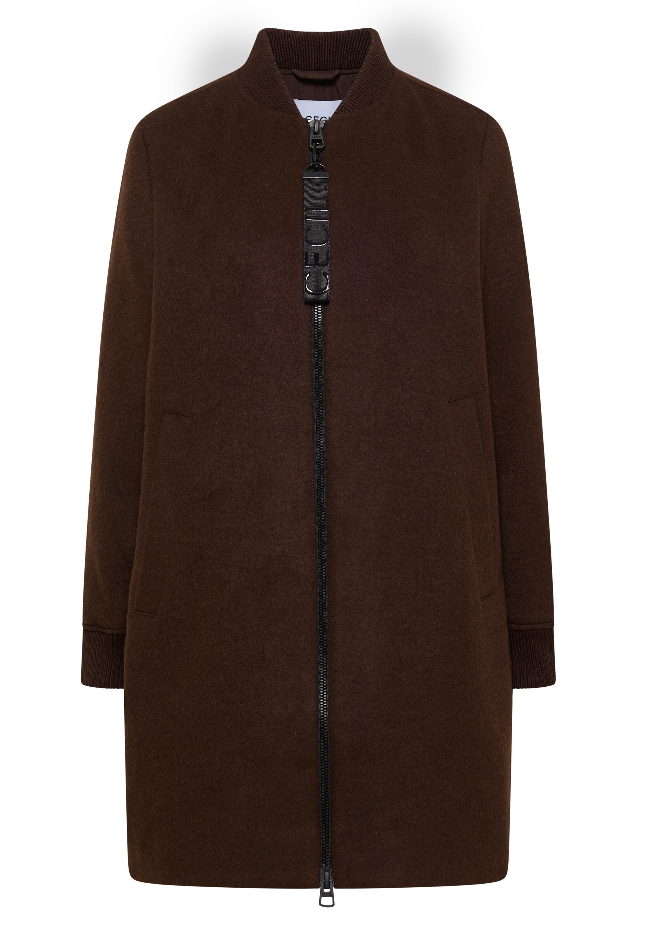 CECIL Langer Blouson mit Wollanteil in L in dunkelbraun, Produktansicht