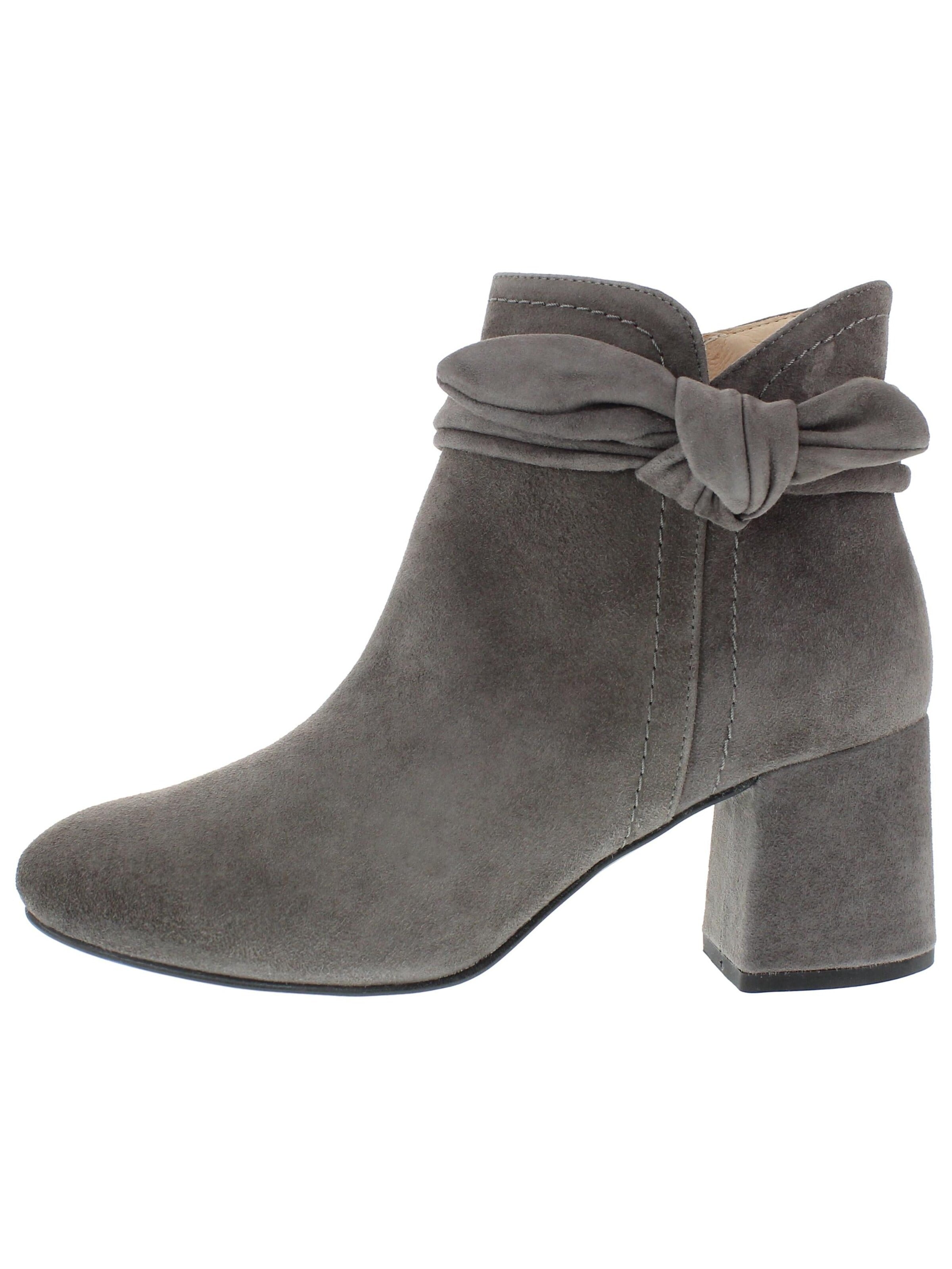 XAVER LUIS Schuhmanufaktur Ankle Boots 'RINA - edle Stiefelette mit Blockabsatz'‌‌ in Grau: Vorderseite