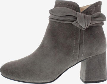 XAVER LUIS Schuhmanufaktur Ankle Boots 'RINA - edle Stiefelette mit Blockabsatz' in Grau: Vorderseite