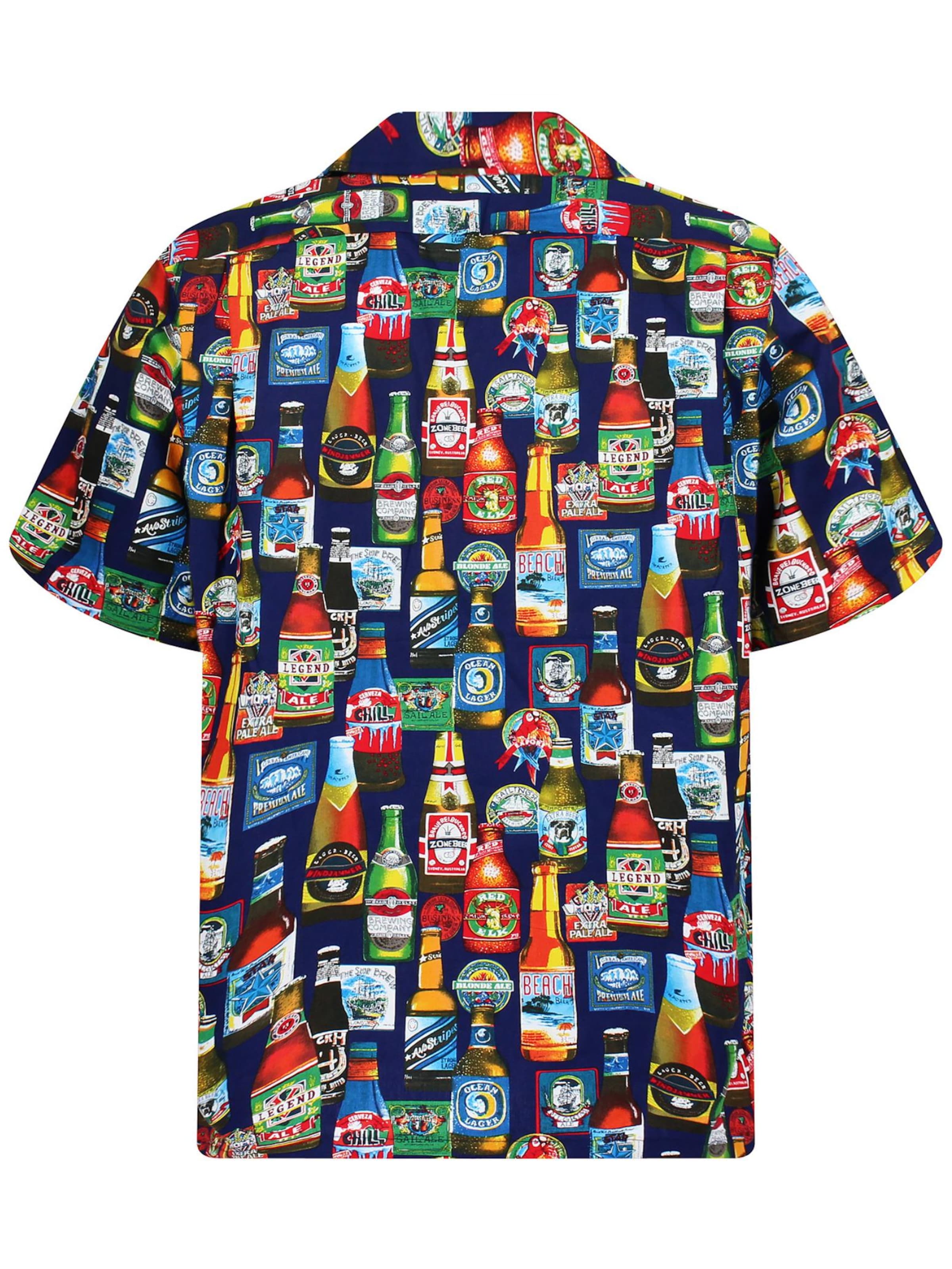 Pacific Legend Regular fit Button Up Shirt 'Bierflaschen Allover' in Blue