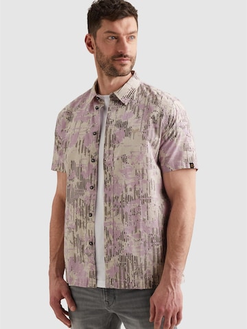 PME Legend Regular fit Overhemd 'Shirt with short sleeves and allover print' in Roze: voorkant