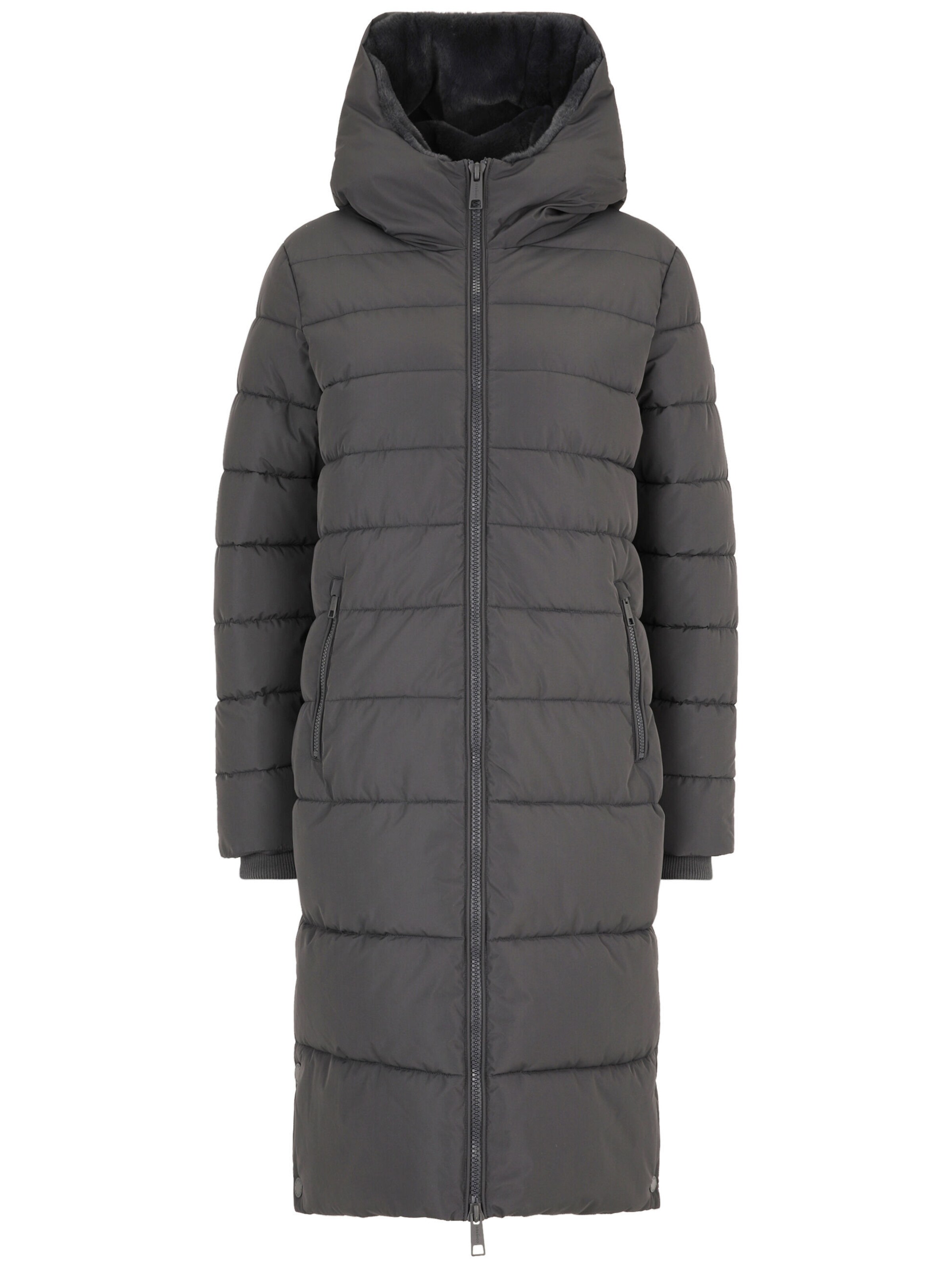 Covered Between-Seasons Coat 'Amy' in Grey: front