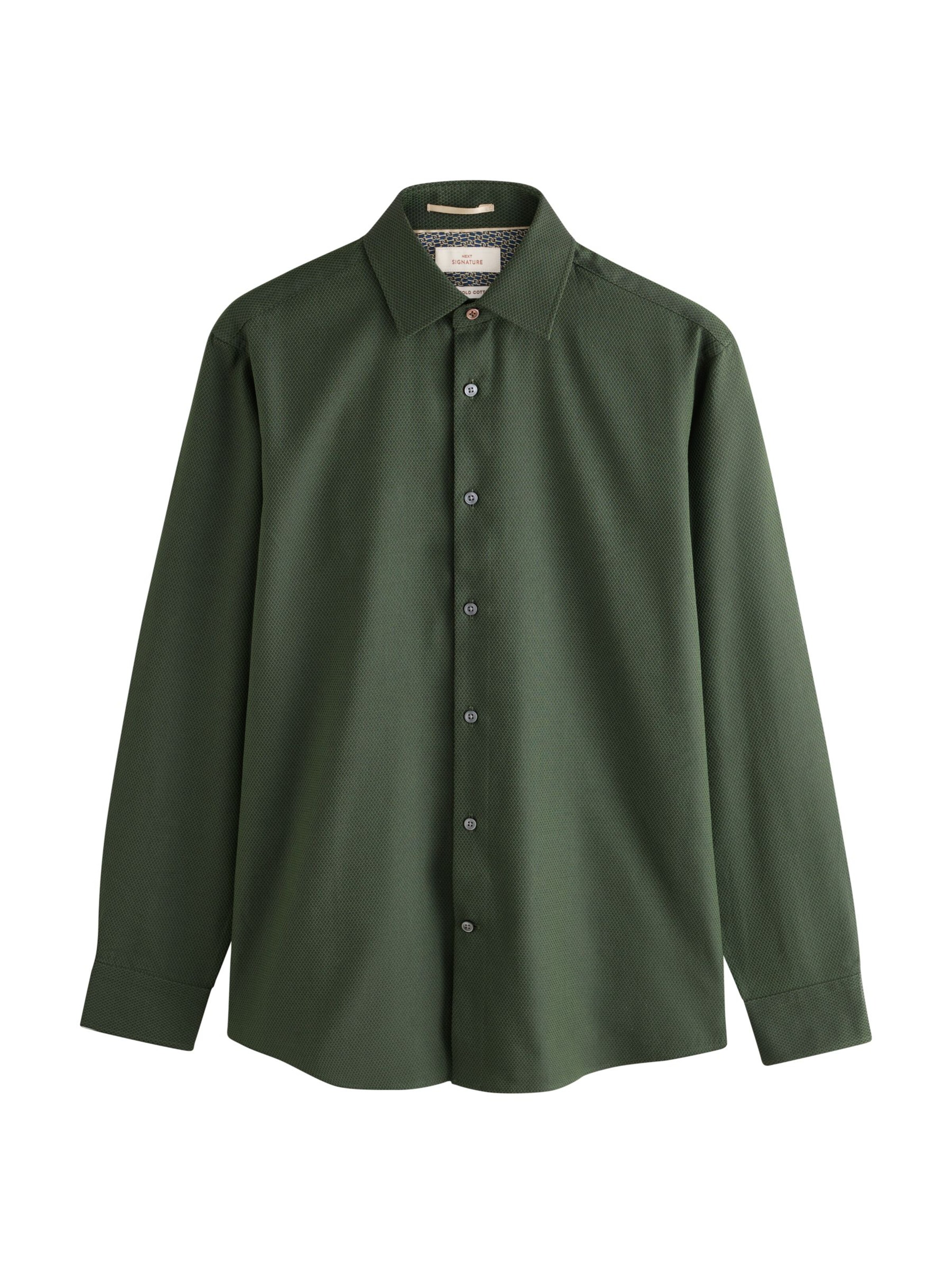 Next Slim fit Button Up Shirt in Green: front