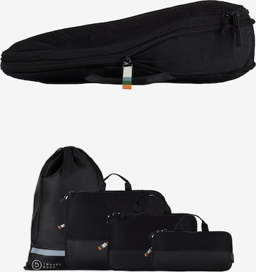 TRAVEL DUDE Travel Bag 'Packing Cubes Set 4-tlg. mit Kompression aus recycelten Plastikflaschen | Leichte Packwürfel | Packtaschen Set für Rucksack & Koffer' in Black: front