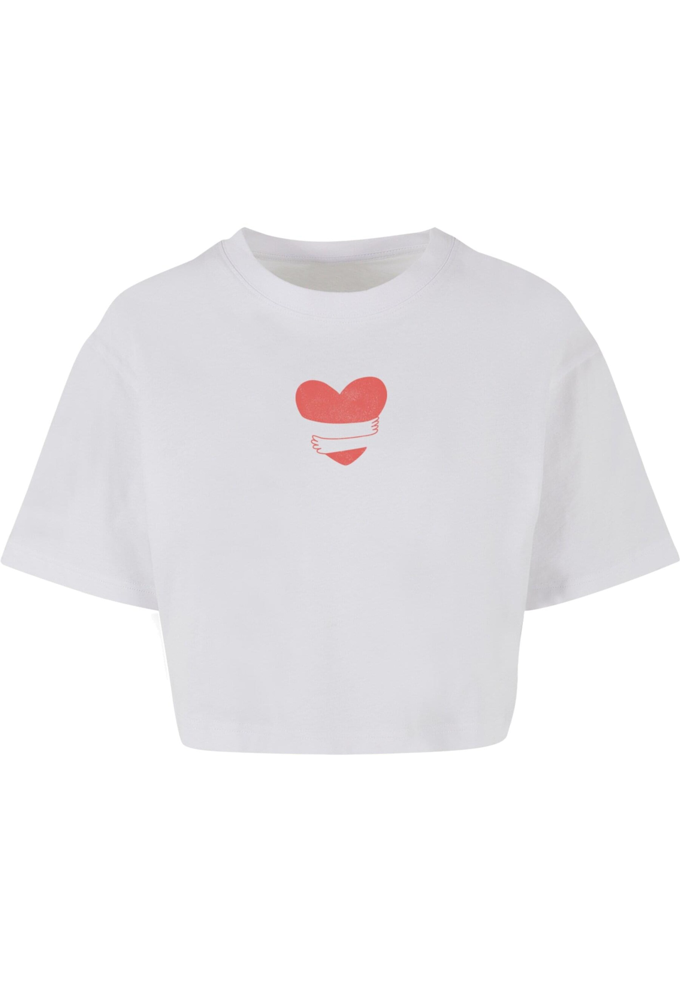 Merchcode Shirt 'Hugs & Love - Heart Hug' in Wit: voorkant
