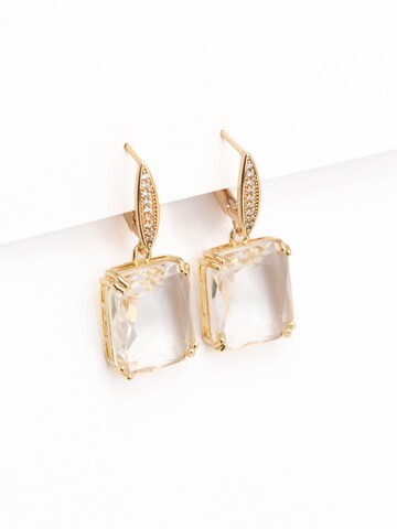 Secret Stones Earrings 'Clarity Square' in White: front