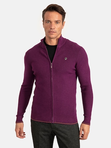 Jacey Quinn Knit Cardigan in Purple: front