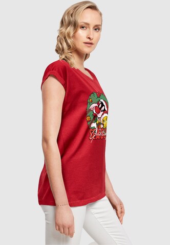 ABSOLUTE CULT Shirt 'Looney Tunes - Seasons Greetings' in Rood