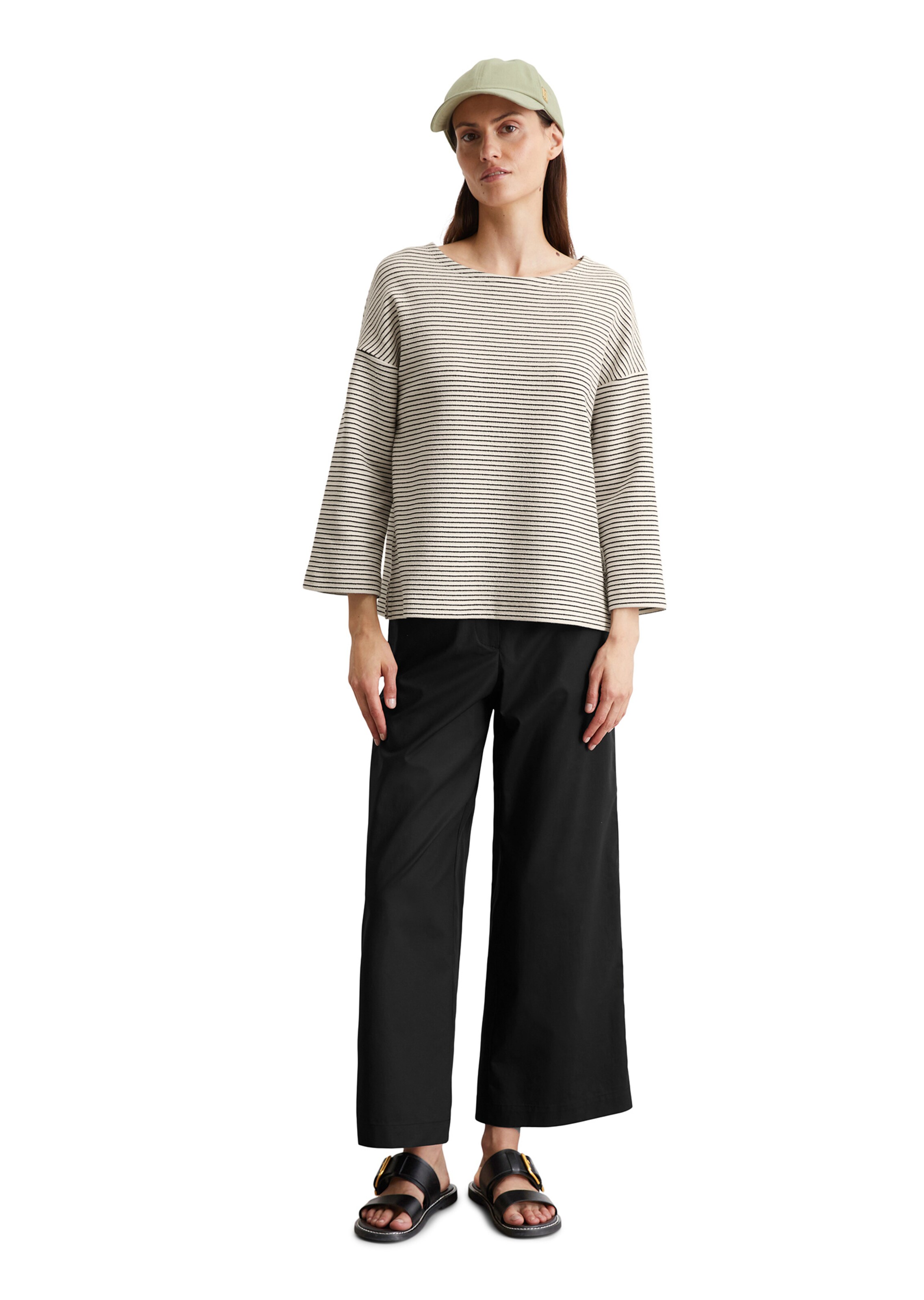 Marc O'Polo Wide leg Broek in Zwart