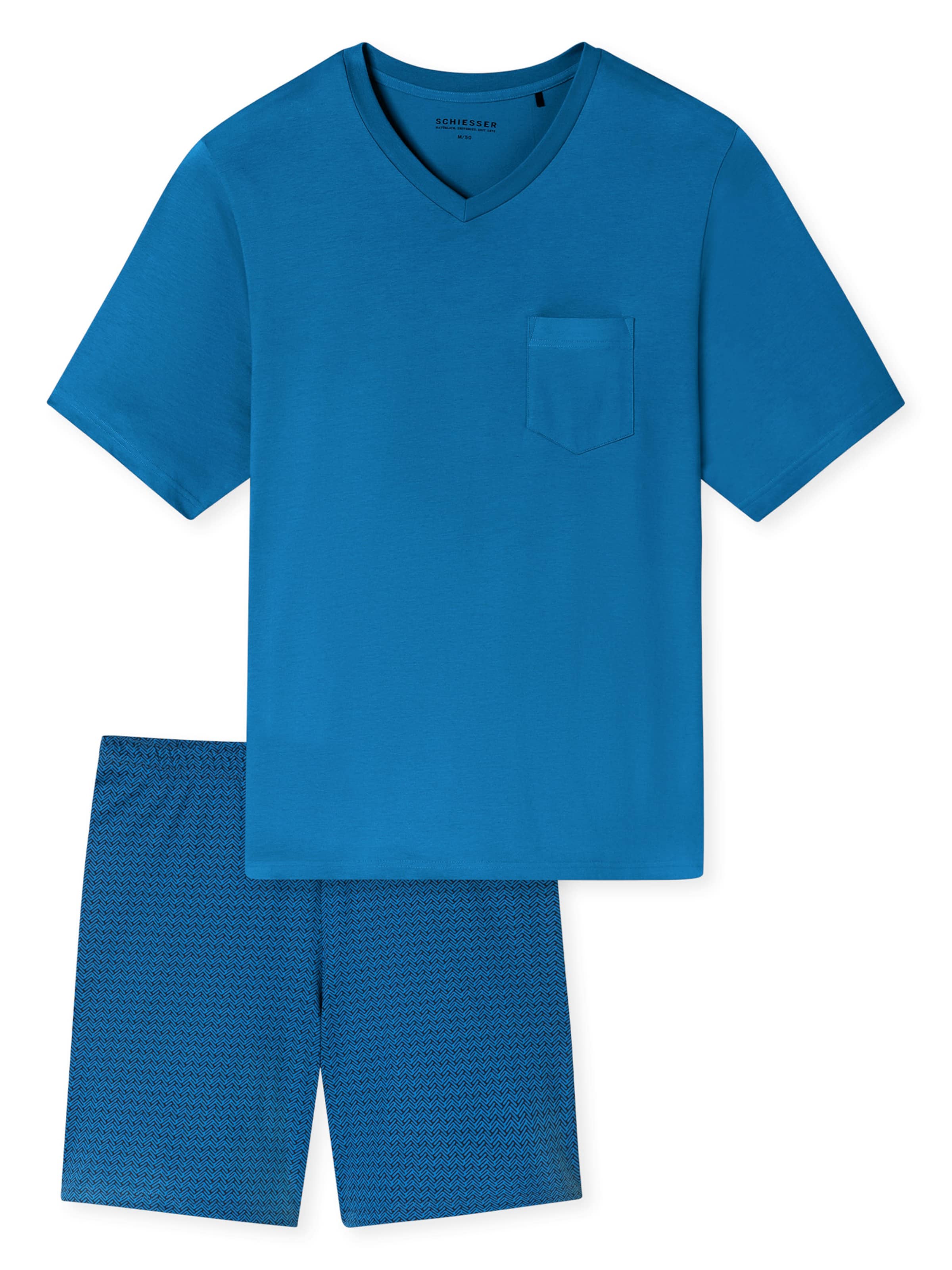SCHIESSER Short Pajamas 'Comfort Essentials' in Blue: front